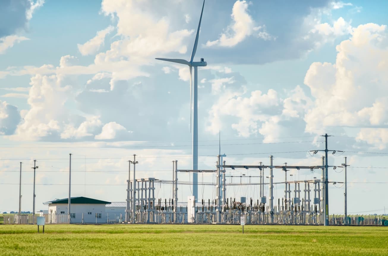 Turbines contributing wind energy to the grid