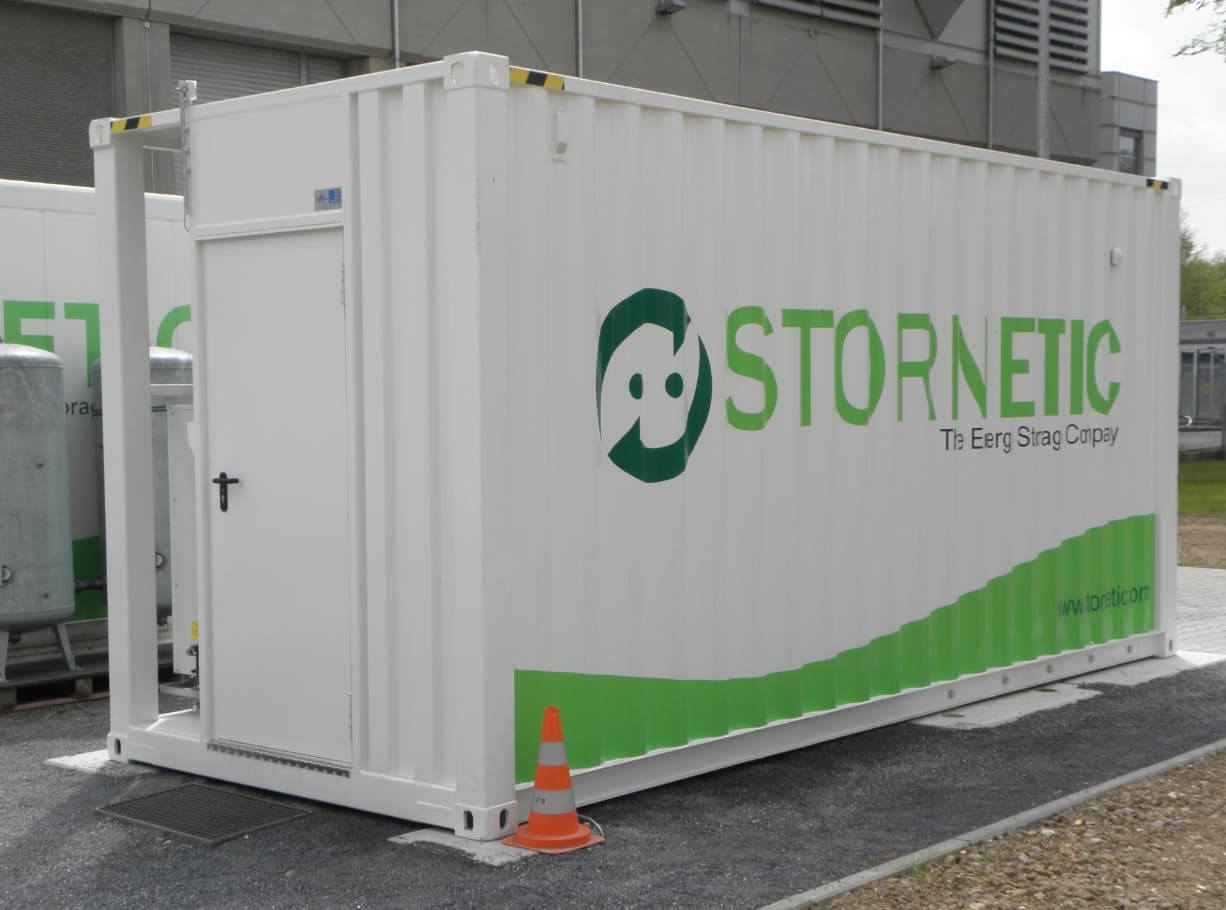 The exterior of a Stornetic energy storage container