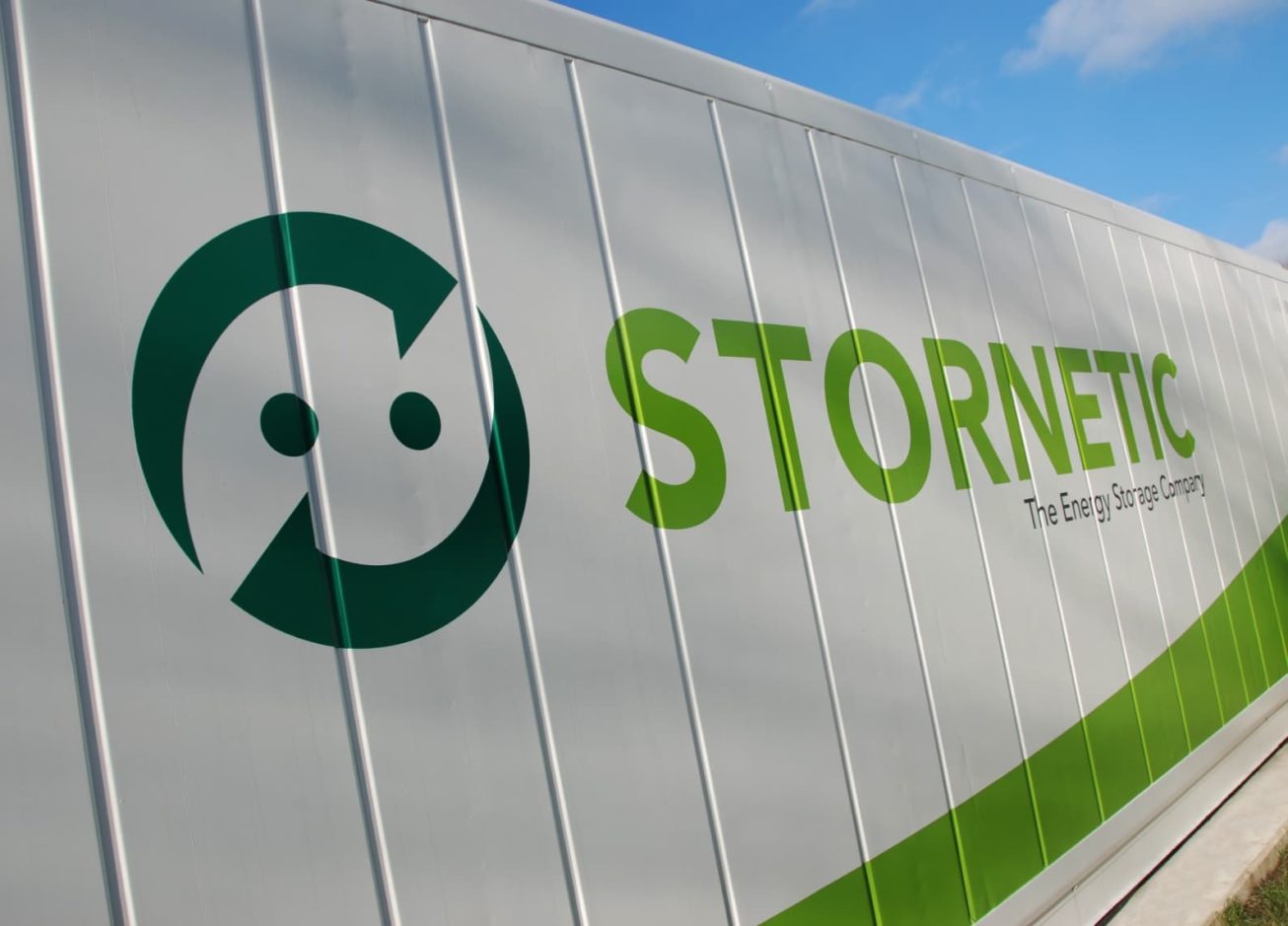 Stornetic logo on the exterior of a DuraStor container