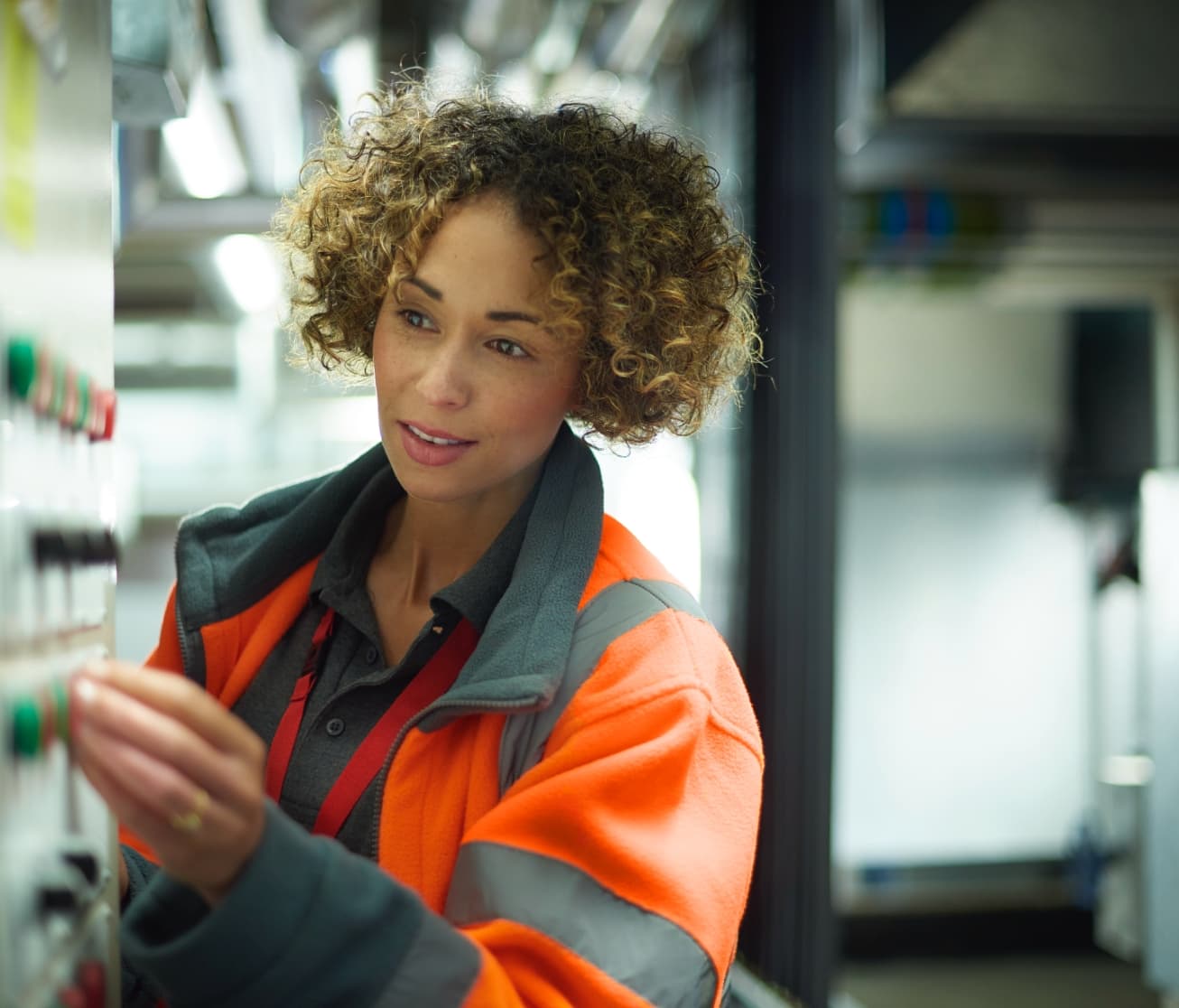 Engineer checks technical controls panel